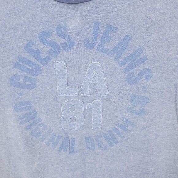 Guess Blue Graphic Design Crew Neck Short Sleeve T-shirt Size M - Picture 4 of 7